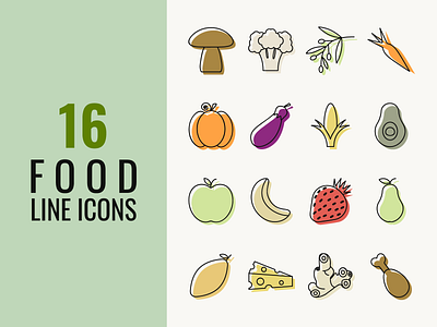 Food line icons design food icons food line icons graphic design illustration line icons vector