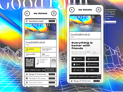 Plain tickets | Daily UI Challenge 010 (Sharing interaction) app brutalism brutalist colorful dailyui design event graphic design illustration music ticket ui ux