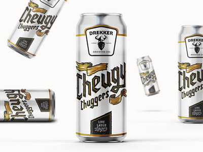 Cheug Cheug Chueg! beer blackletter brewery cheugy craft custom type drekker brewing foil illustration label metallic packaging script typography