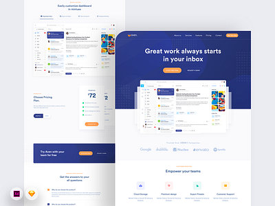 Saas Landing Web Design 2020 trend clean email inbox landing saas ui ux website