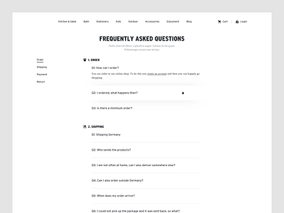 FAQ page branding design ecommerce faq flat layout shop store text typography ui ux web webpage website