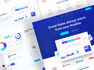 Sales Saas Landing 2020 trend admin analytic best best design clean dashboad landing panel saas sales ui ux web webapp website