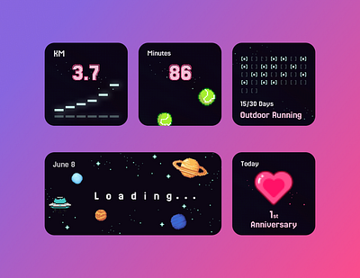 Entertainment App Widgets - Pixel Style design graphic design illustration ui