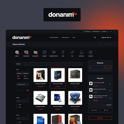 Donanım v1. builder dark nextjs pc builder react tailwind