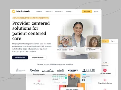 Healthcare education & patient care software animation clean interface clinic consulting digital healthcare doctors health healthcare education healthcare platform heath hybrid design landing page medical ai medical care medications medicine patients software web ui white theme