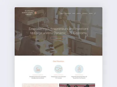 Economic Innovation Group design flat icon landing page minimal typography ui ux