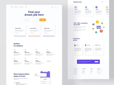 Job Landing: Find & post job platform agency branding hire homepage job job application job board job landing job listing job portal job post job search landingpage product design recruitment agency slider web webdesign website website design