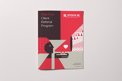 Booklet Illustration - Client Referral block design booklet branding brochure brochure layout brochure spread bullhorn client referral collateral coverart illustration megaphone pattern