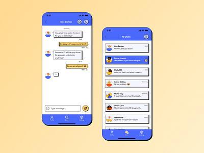 Daily UI - Day 13 - Direct Messaging app chat daily challange daily ui dailyui dailyui013 design direct messaging funky illustration message messenger mobile app neubrutalism ui ui challenge