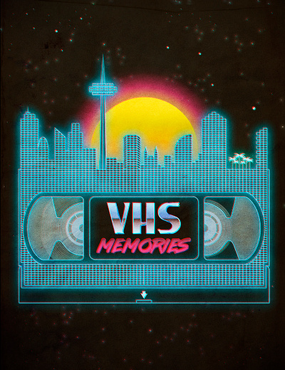 Vhs memories 80s design graphic design lettering neon print retro retrowave synthwave typography vector vhs videotape vintage