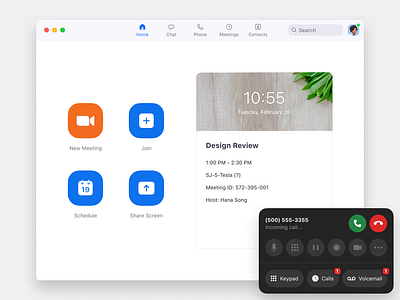 Zoom - Phone Call Widget call calling clean design desktop incoming multitasking phone product ui voicemail web widget zoom