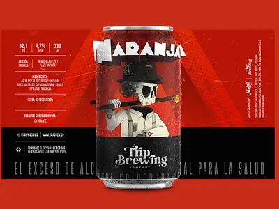 Orange flavored beer beer branding can design dark design drink graphic design illustration label logo skull