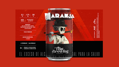 Orange flavored beer beer branding can design dark design drink graphic design illustration label logo skull