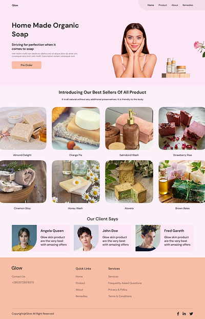 Skin care landing page branding design ui uiux ux