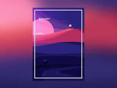 Bakony - 709 countryside field flat gradient hill illustration landscape mountain peak scene sun sunset tent tower vector