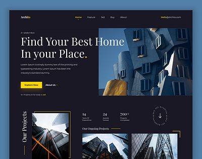 Modern Architecture Website architect architect company architectural architecture building civil engineering clean website hero section homepage house interior interior architecture interiordesign landing page property real estate ui ui design web design website