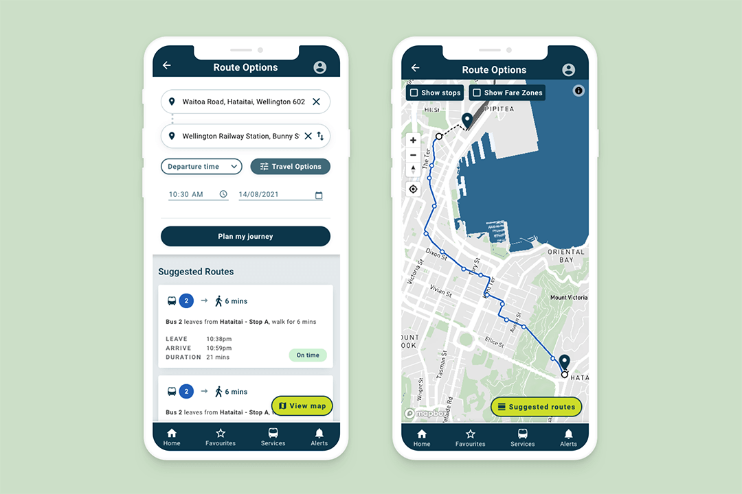 Metlink - Wellington Public Transport App design system maps navigation uidesign