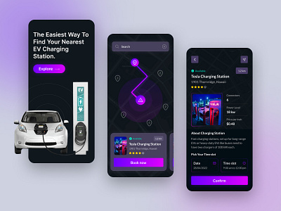 EV Charging Station Finder App app app design car charging charging app charging car charging station electric electric car electric vehicle ev ev charger map mobile navigation station station location ui ux vehicle