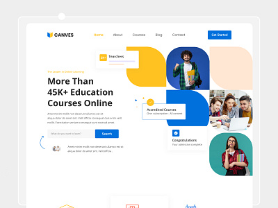 Canves elearning website landing page design app education app education landing page education website elearning website landing page landing page design online education online learning website saas ui design ux design web app web design website website design