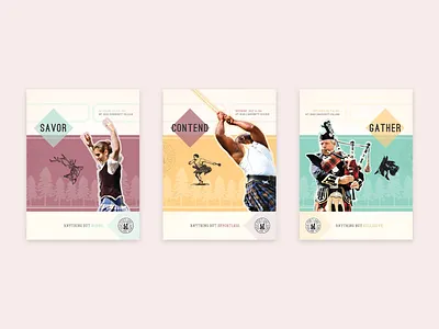 Portland Highland Games branding graphic design pink poster design teal yellow