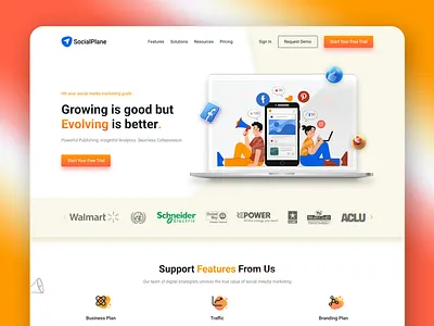 Social Media Marketing Landing Page landing page saas landing page saas tool social media social media marketing ui webpage website