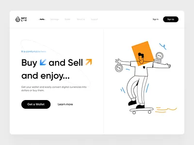 SPYLY Landing Page bitcoin concept crypto design eth header hero section illustration landing landing page logo minimal motion motion graphics nft ui ux web web design website