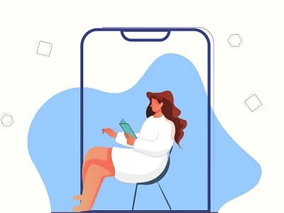 woman reading book book carton illustration phone read reading vector woman