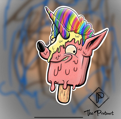 Unicorn rainbow pooch character character design design graphic design illustrator procreate