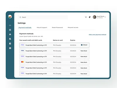 Payment Method UI design dribbble ui uidesign userinterface