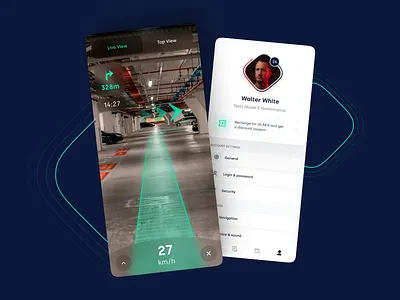 Charging station reservation | AR Navigation & Profile app app design ar car clean design ev experience figma future interface live view navigation parking profile settings ui user ux white
