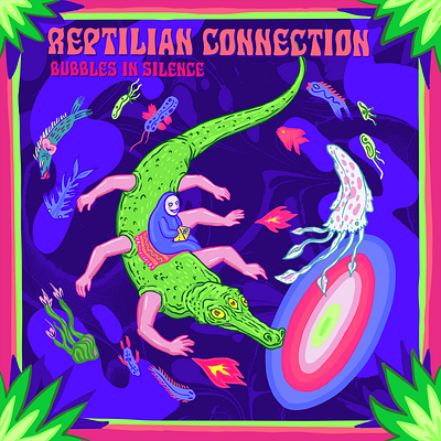 reptilian connections Album Cover alebrijes animal art cartoon character design colourful cumbia design illustration magic neon psychedelic surreal surrealism trippy tropical
