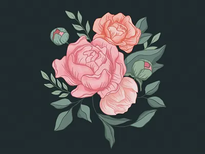 Floral graphic drawing floral flowers graphic design illustration peonies
