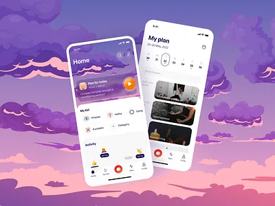 Yoga app activities app app design calendar charts concept design fitness graph ios mobile plan sport ui wellness workout yoga yoga app