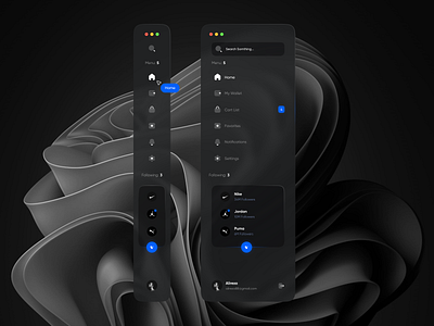 Glass Sidebar blue dark design glass glass sidebar glassmorphism navigation sidebar ui ui ux web web design webdesign windows 11