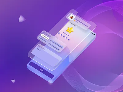 Product Rating and Review UI - 3D Glassmorphism 3d figma glassmorphism isometric mobile app rating review skewdat