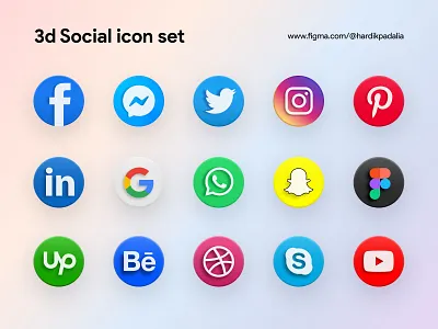 3d Social icon set 3d 3d icon 3d social figma icon icon 3d social icon social media icon