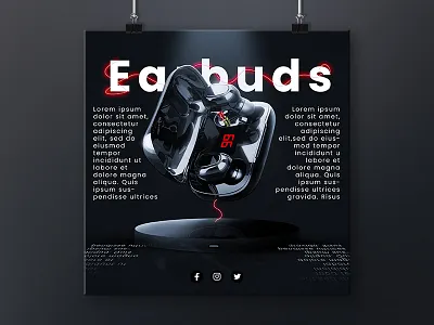 Earbuds poster banners branding creative graphic design infographic logo mockup poster