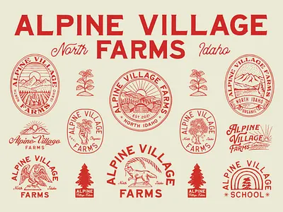 ALPINE VILLAGE FARMS - BRANDING branding branding farms vintage vintage art vintage branding vintage logo