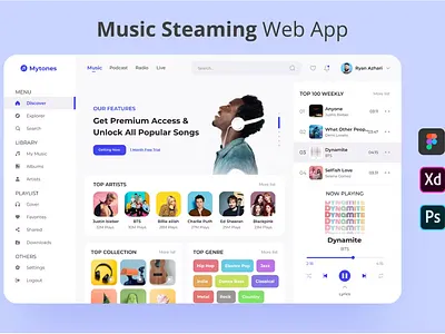 Mytones - Music Streaming Web App animation commerce crypto project figma landing page modern designs music streaming web app nft website ui uiux ux webapp website wordpress xd