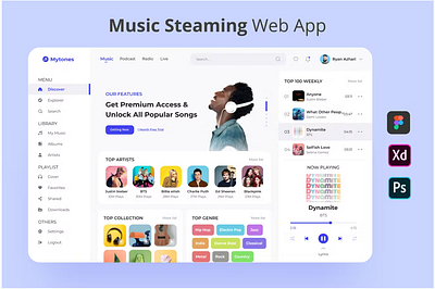 Mytones - Music Streaming Web App animation commerce crypto project figma landing page modern designs music streaming web app nft website ui uiux ux webapp website wordpress xd