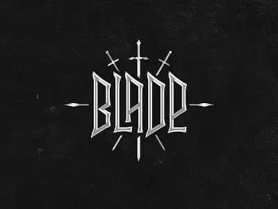 Blade black blade chrome design game illustration letter lettering logo sword vector
