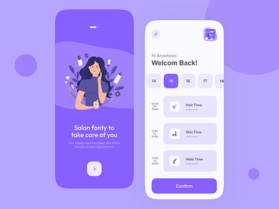 Salon App Mobile app app design beauty clean design graphic design hair salon illustration makeup mobile mobile app mobile ui salon ui uiux user experience userinterface ux webdesign