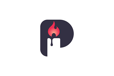 Letter P Candle Logo app branding candlelight candlestick fire flame letter p logo p logo ritual vector