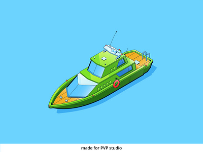 Boat 2d art creative design drawing illustration isometric vector