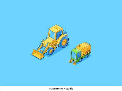 Urban services transport 2d art creative design drawing illustration isometric vector