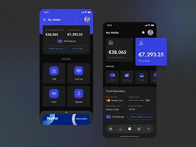 Finance Wallet - Mobile App app app design bank banking app design finance finance app financial interface minimal mobile mobile design money app online banking product product design ui ui design user interface wallet app
