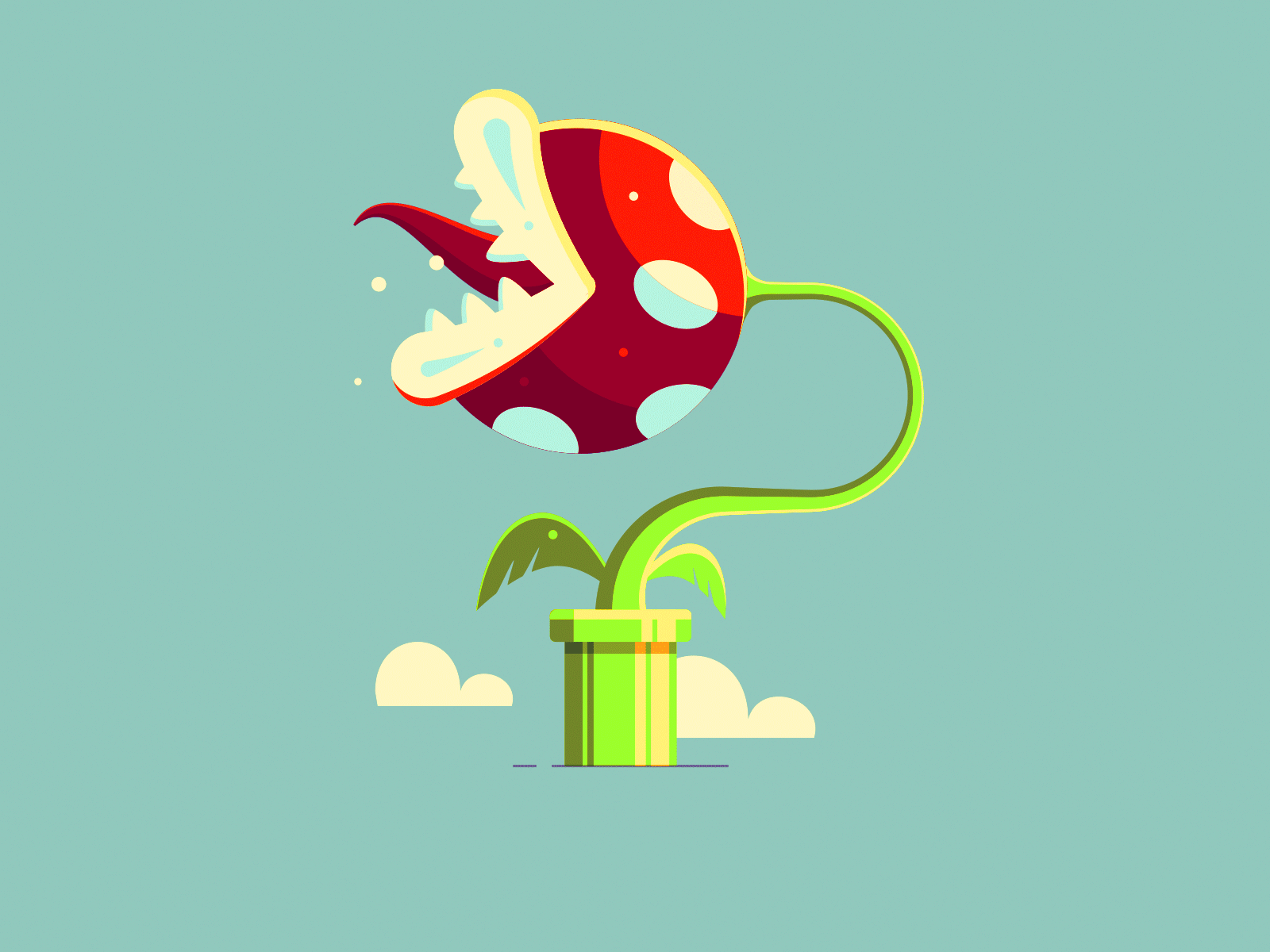 P is for... Piranha Plant! brand branding design game gaming illustration letter logo mario mark monster p piranha plant teeth typography vector