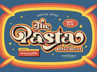 Pasta Display Font 70s 80s bold branding classic dance display display font fat font fun hits lettering logo font retro retro font trendy typeface typography vintage