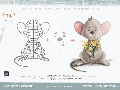Free Procreate Grids for Creating Cute Characters animals art bithday body character character design cute design digital digital art face graphic design grids illustration procreate app procreate brush procreate brushes procreate illustration stamp