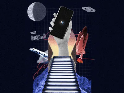 Digital Collage - how noodle boost you career banking collage cover graphic design thumbnail